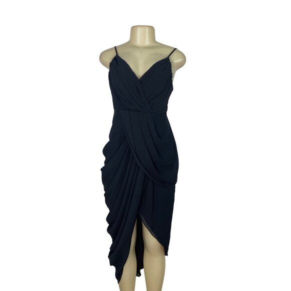 DO+BE Dresses & Skirts - Do+Be Black Draped Midi Dress With Spaghetti Straps Elegant Size S - New